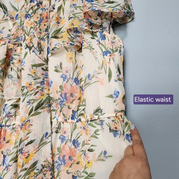 ELOQUII Floral Ruffle Tiered Chiffon Maxi Dress Size 24 Cottage Easter Spring - Picture 5 of 11